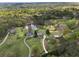 Aerial shot of a beautiful property with a pond, mature trees, and a long private driveway at 4790 Hyde Rd, Cumming, GA 30040