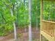 Wooded view from a back porch featuring dense trees and a glimpse of the home's deck at 1025 Liberty Springs Dr, Woodstock, GA 30188