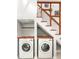 A convenient laundry area tucked under the wooden staircase with two newer machines at 1481 Almont Sw Dr, Atlanta, GA 30310
