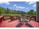 Inviting wooden deck with a table and chairs, offering a relaxing outdoor space with a view at 31 Churchill Downs Ne, Cartersville, GA 30121
