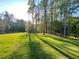 Green backyard with large trees and a grassy lawn at 1021 Liberty Springs Dr, Woodstock, GA 30188