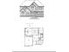 Detailed architectural drawings of floorplan and front elevation at 1021 Liberty Springs Dr, Woodstock, GA 30188