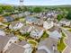 Aerial shot of a suburban neighborhood showcasing well-maintained homes and green spaces at 2004 Haley Walk, Woodstock, GA 30188