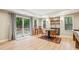Basement dining area with seating for four, wet bar, and access to the pool at 700 Winterwind Way, Roswell, GA 30075