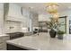 Kitchen with a central island, stainless steel appliances, pendant lighting, and modern decor at 214 Kenneth Drive, Alpharetta, GA 30009
