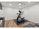 Workout room featuring ceiling fan and laminate wood flooring at , Cumming, GA 30041