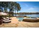 Gorgeous pool and spa area overlooking the water, perfect for relaxation and enjoying the view at 1160 Lake Shore Overlook, Alpharetta, GA 30005
