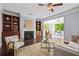 Cozy living room featuring a fireplace, built-in bookshelves, and comfortable seating at 531 Rokeby Dr, Woodstock, GA 30188
