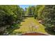 Lush backyard featuring manicured landscaping, a vibrant lawn, and a charming brick terrace with a retaining wall at 289 W Paces Ferry Nw Rd, Atlanta, GA 30305
