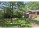 Spacious backyard featuring mature trees, a quaint patio, and a well-manicured lawn at 3007 Octavia Cir, Marietta, GA 30062
