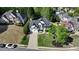Aerial view showcases the home's location on a cul-de-sac, highlighting the manicured landscaping and neighborhood at 5420 Avonshire Ln, Cumming, GA 30040