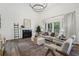 Chic living room with a fireplace, stylish lighting, and comfortable seating, perfect for relaxation and gatherings at 5420 Avonshire Ln, Cumming, GA 30040