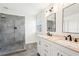 Bathroom features a walk-in shower with gray tile and dual sink vanity at 3505 Chattahoochee Summit Se Ln # 25, Atlanta, GA 30339