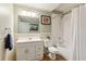 Clean bathroom featuring a shower-tub combo and white vanity with great lighting at 6795 Preston Glen Dr, Alpharetta, GA 30005