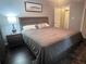 Comfortable bedroom featuring a queen bed, nightstand, and calming gray walls at 3629 Embry Cir, Atlanta, GA 30341