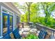 Spacious back deck with outdoor dining and grilling areas for relaxation with blue trim doors that lead into the home at 1426 Memorial Se Dr, Atlanta, GA 30317