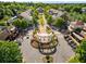 Aerial view of Smyrna Market Village, showcasing its layout, buildings, and green spaces at 2316 Echelon Ln, Smyrna, GA 30080
