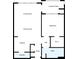 Detailed floor plan outlining the layout of the living room, kitchen, bedroom, bath and covered patio at 4333 Dunwoody Park # 2107, Atlanta, GA 30338