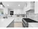 Well-lit kitchen with white cabinets, quartz countertops, stainless appliances, a central island and tiled backsplash at 7300 Wynhill Dr, Sandy Springs, GA 30328