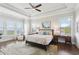 Serene main bedroom featuring tray ceilings, natural light, and a sitting area at 413 Horizon Trl, Canton, GA 30114