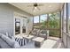Inviting screened porch with wicker seating and a ceiling fan; access to the exterior at 413 Horizon Trl, Canton, GA 30114