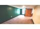 Spacious carpeted basement area with a green wall, closet, and window at 728 Brittany Ct, Stone Mountain, GA 30083