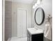 Updated bathroom features a sleek vanity, modern fixtures, and stylish tile shower at 681 Braidwood Nw Ter, Acworth, GA 30101