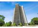 A full exterior shot of the high rise condominium building with balconies at 2660 Peachtree Nw Rd # 4G, Atlanta, GA 30305