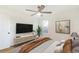 Cozy bedroom with a ceiling fan, wall-mounted TV, and natural lighting at 1258 Lyle Ave, Atlanta, GA 30344