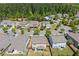 An aerial view of a community with well-maintained lawns and mature trees throughout at 357 Ridgewood Trl, Canton, GA 30115