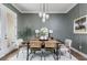 Dining room features wainscoting, stylish lighting and a modern dining table at 472 Burton Dr, Alpharetta, GA 30009
