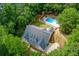 Stunning aerial view of a charming home with a pool surrounded by lush greenery and mature trees at 436 Westlake Nw Dr, Marietta, GA 30064