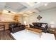 Finished basement including a wet bar, recessed lighting, comfortable couches, and decorative wall art at 436 Westlake Nw Dr, Marietta, GA 30064