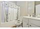 Simple bathroom with a combined tub and shower at 1520 Ethans Way, Mcdonough, GA 30252