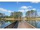 Wooden dock extending into a peaceful pond, perfect for enjoying the serene surroundings at 441 Spring View Dr, Woodstock, GA 30188