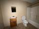 Bathroom featuring a toilet, vanity, shower-tub combo with a clean, traditional style at 16 Grandview Ct, Powder Springs, GA 30127