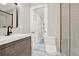 Contemporary bathroom featuring a modern vanity, a walk-in glass shower, and tile floors at 3270 Brookview Dr, Marietta, GA 30068