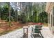 Paver patio features seating and beautiful views of the wooded backyard at 6355 Marlow Dr, Cumming, GA 30041