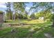 Lush backyard with a garden, a fence, and mature trees at 2079 Nancy Se Cir, Smyrna, GA 30080