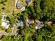 An aerial view that showcases the property's generous lot size in a tree-lined neighborhood at 3290 Custer Lake Nw Dr, Marietta, GA 30064