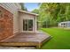 Wooden deck perfect for entertaining, overlooking a well-manicured backyard and mature trees at 3932 Granger Dr, Brookhaven, GA 30341