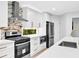 Modern kitchen featuring stainless steel appliances, white cabinets, and quartz countertops at 5840 Crabapple Sw Dr, Mableton, GA 30126