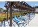 Poolside lounge chairs with pergola and neighborhood buildings in the background at 2381 Siskin Square Rd, Duluth, GA 30096