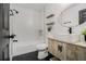 Modern bathroom featuring sleek fixtures, tiled shower, and stylish vanity at 3149 Kingswood Gln, Decatur, GA 30034