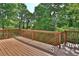 Spacious wooden deck with brown railings, offering an outdoor space at 4199 Wyndham Park Way, Buford, GA 30519
