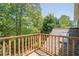 Wood deck offering views of beautiful mature trees at 235 Cornerstone Dr, Woodstock, GA 30188