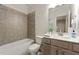 Full bathroom with tub and shower features a modern vanity at 3051 Mountain Shadow Way, Marietta, GA 30064