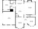 First floor plan showcasing the layout of the living room, dining room, kitchen, and garage, including dimensions at 3051 Mountain Shadow Way, Marietta, GA 30064