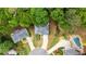 Aerial view of the home showing the pool, and lush landscaping at 1988 Claiborne Ct, Marietta, GA 30062