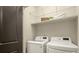 Convenient laundry room features modern washer, dryer, and built-in shelf at 719 Hammond Dr, Woodstock, GA 30188